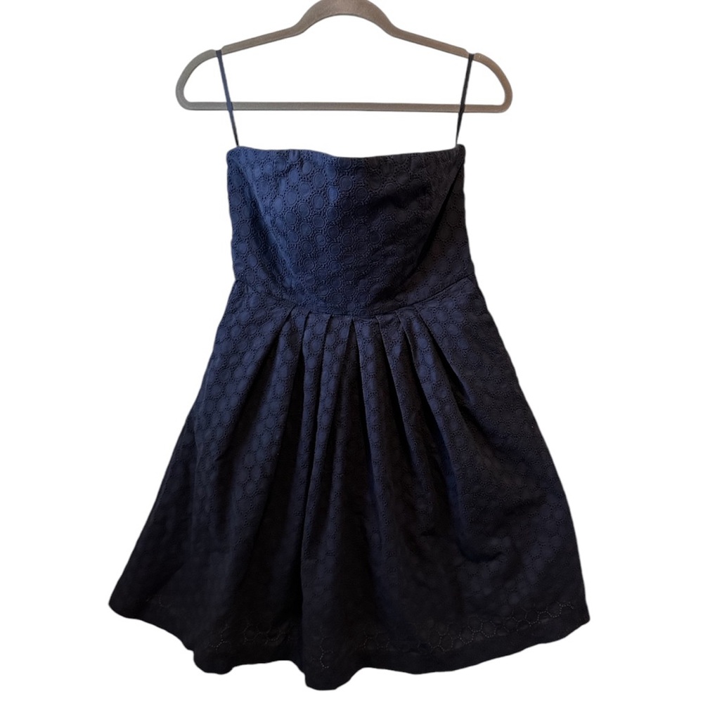 GAP Navy Blue Galaxy Eyelet Emily D Strapless Lined Mini Dress Size 12 2012